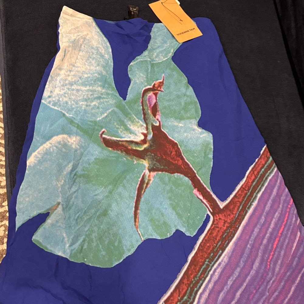 Vibrant Blue and Multicolor Abstract Skirt